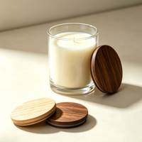 Conteneur à bougie transparent à paroi épaisse, écologique, imprimé avec un logo personnalisé, bouteille en verre vide avec couvercle en bois pour bricolage