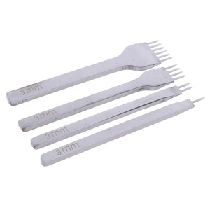 1pc 3mm/0.12" Stainless Steel Rhombus Tooth <strong>Chisel</strong> Leather Craft DIY Tool 1 2 <strong>4</strong> 6 Prong Hole Punch Punch Tool <strong>Chisel</strong> - Product Image 1