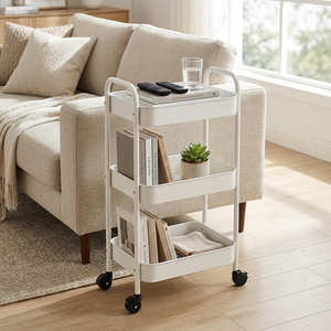 Modern Multi-Layer Metal Storage <b>Rack</b> for Kitchen Household Floor-standing Mobile Snack <b>Rack</b> for Living Room Bathroom - Product Image 6