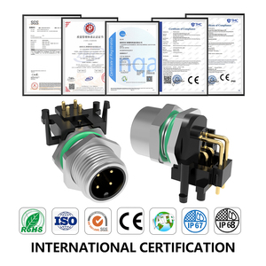 Industrial Female Socket Male Plug M12 A Coded <b>4</b> <b>Pin</b> Waterproof Circular Connectors Manufacturer M12 Right Angle Cable <b>Connector</b> - Product Image 4