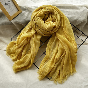 Écharpe unie froissée couleur vintage personnalisée en gros d'usine, châle léger et doux en coton pour femme - Product Image 1