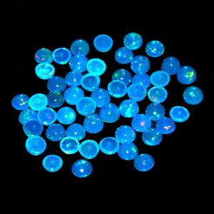AAA + bleu éthiopien 4mm Welo opale multi feu rond éthiopien pierre précieuse en vrac dos plat Cabochon de pierres précieuses pour la fabrication de bijoux - Product Image 1