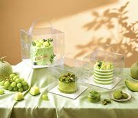 Boîte d'emballage carrée en plastique pour gâteau avec poignée, boîte à gâteau transparente en PET, boîtes d'emballage pliables pour gâteau d'anniversaire 3/4/5 pouces