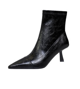 2025Retro Pointed Toe Thin Heel Versatile Elastic Ankle <b>Boots</b> - Product Image 2