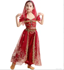 Gadis cantik Putri Jasmine makeup Indian Dance Halloween dress up kostum tari perut SET