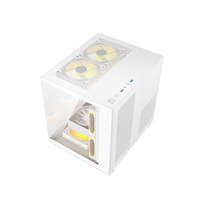 Boîtier AntarcChill M-ATX Full View Seaview en verre trempé, mini-boîtier d'ordinateur avec 7 positions pour ventilateurs, support pour refroidisseur à eau de 240 mm en haut