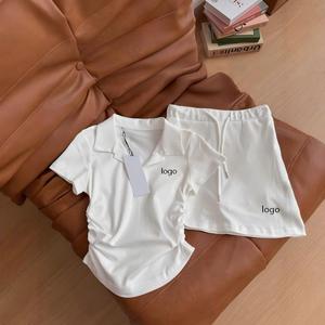 C0414 Conjunto de 2 Piezas de <span class=keywords><strong>Verano</strong></span> para <span class=keywords><strong>Mujer</strong></span>, Falda Deportiva con Estampado de Letras, Diseño Moderno, Casual - Product Image 2