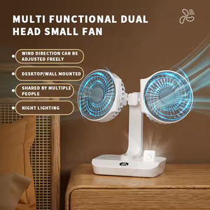 Ventilateur oscillant de bureau portable rechargeable 2026 avec batterie 2000 mAh, double tête 360 degrés, alimentation par batterie pour la maison – Idéal pour l'été - Product Image 4