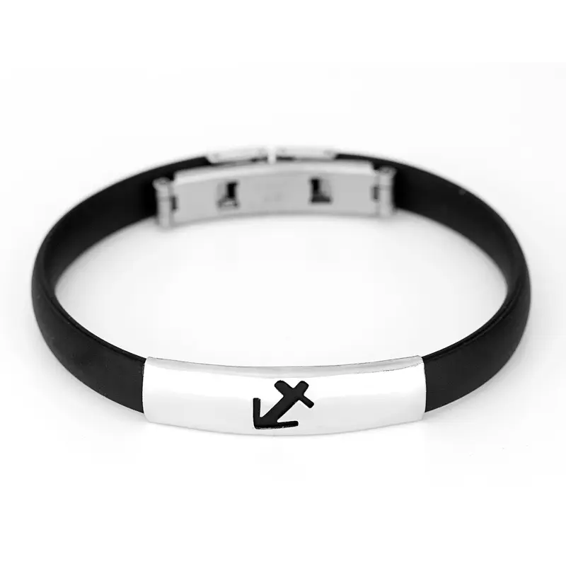 Fashion Jewelry Couple Bracelet 12 Twelve Zodiac Silicone Bracelet Titanium Steel Black Bracelet Bangles