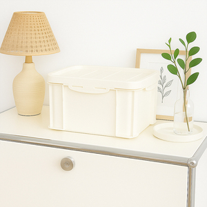 Ivory 26L Airtight Sealed Baby <b>Clothes</b> Storage <b>Box</b> Large Stackable Plastic Organizer for Nursery Wardrobe Dustproof Neutral - Product Image 2