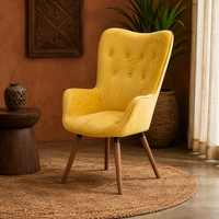 Fauteuil de massage moderne style nordique, dossier ailé, pour salon ou hôtel, en tissu velours – Nouveauté tendance
