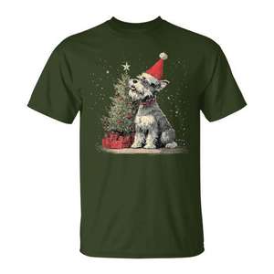 T-shirt de Noël pour chien Schnauzer avec lumières de sapin de Noël - Product Image 1