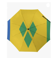 Parapluie imperméable à bas prix avec drapeau de Saint-Vincent-et-les-Grenadines pour l'extérieur, ouverture et fermeture automatiques, revêtement anti-UV