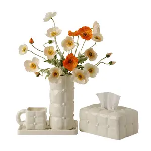 Creative Barcelona ceramic vase table decorations creamy wind living room coffee table dining table tissue box