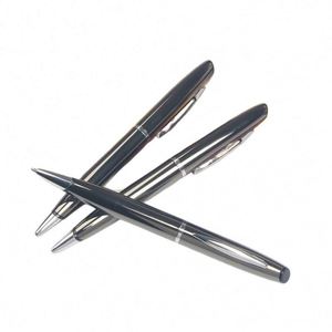 Stylo bille publicitaire personnalisé de haute qualité avec logo, pointe de 1,0 mm, en métal gris, design élégant et moderne pour les entreprises - Product Image 4