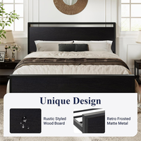 Cadre de lit Queen rembourré avec tête de lit en tissu élégant pour chambres contemporaines, lit plateforme Queen Size