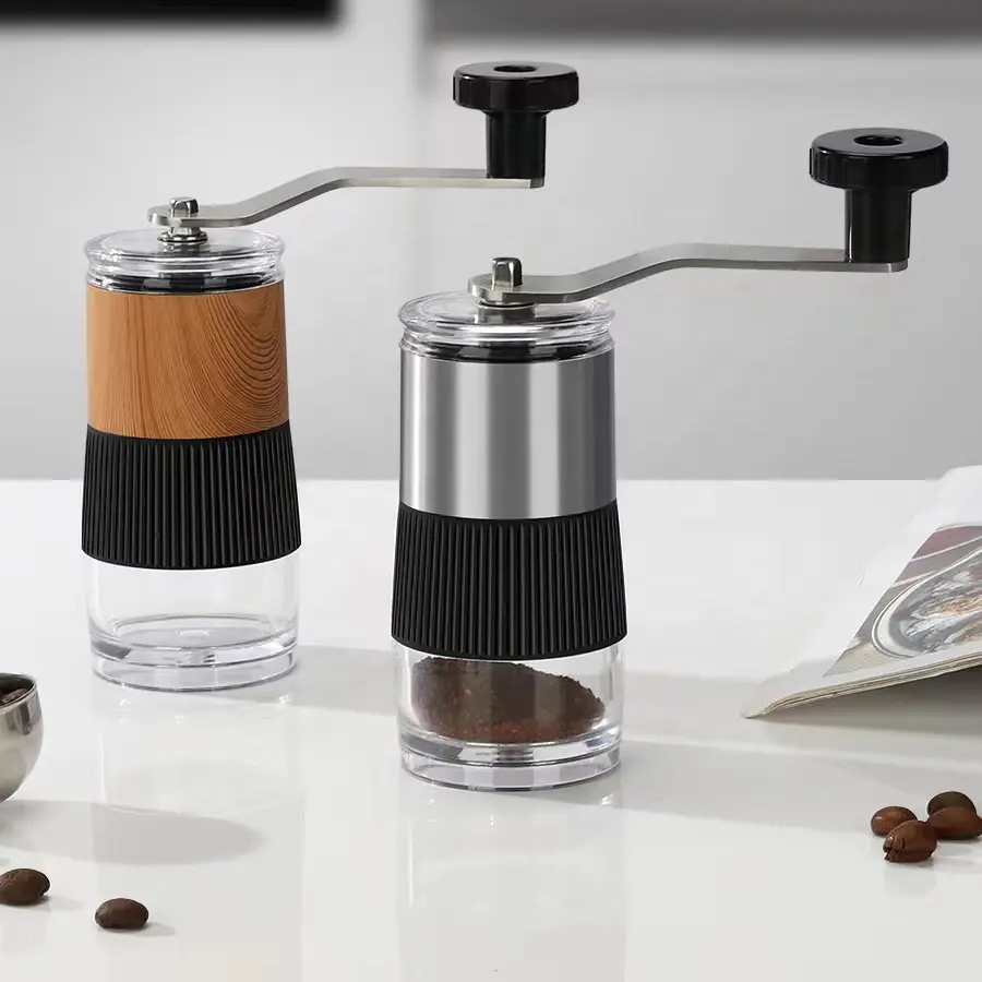 Draagbare Handmatige Koffiebonenmolen Met Roestvrijstalen Handkeramische Braam Conische Kern Verstelbare Instelling