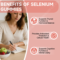 Compléments de sélénium en marque privée OEM, gommes sans sucre, antioxydant, reproduction, immunité, métabolisme, santé cardiovasculaire