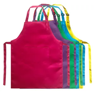 Cheap Plain Color Drawing Apron Kids Apron and Chef Hat Kids Apron Cotton