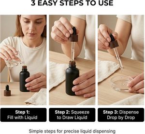 Wholesale <b>50ml</b> Rectangular Matte Black <b>Glass</b> Dropper Vial With Wood Dropper Lid Custom Logo Silk Print Empty Packaging <b>Bottle</b> - Product Image 5