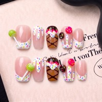 Ongles à presser en acrylique faits main, courbes carrées 2.0, marque privée, couverture complète PMMA 3D dorés, 10 pièces