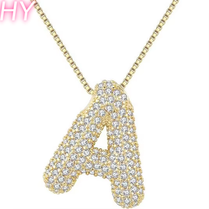 HY Gold Plated <strong>Copper</strong> <strong>Alloy</strong> Initial Necklace Set Letter Pendant Fine Chain <strong>Jewelry</strong> - Product Image 4