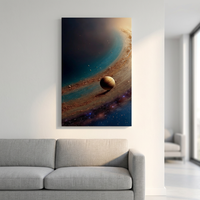 B&C ART – Peinture sur toile moderne, écologique, imprimée UV et numériquement, magnifique art spatial, paysage cosmique, planète bleue orbitant