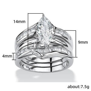 Set di Gioielli da Sposa Q039 in Argento 925 con Diamante Taglio a Pera e Montatura a Griffe, Set Anello di Fidanzamento da Donna - Product Image 4