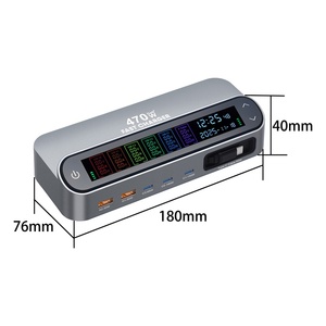 <span class=keywords><strong>Chargeur</strong></span> rapide GaN 470W, station de charge de bureau à 6 ports avec affichage numérique en temps réel, <span class=keywords><strong>2</strong></span> ports USB-A, 4 ports Type-C, adaptateur de <span class=keywords><strong>chargeur</strong></span> - Product Image 6