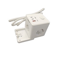 Wellsdiy CE EU Cubo de Enchufes 6 en 1 de 16A con 1 Puerto USB-A, 2 Puertos USB-C y 3 Tomas de Corriente Alterna, Enchufe de Extensión con Clavija Europea