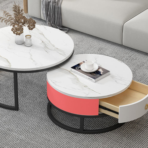 Set di Tavolini da Caffè Bianchi in Stile Nordico <span class=keywords><strong>Moderno</strong></span> Minimalista, <span class=keywords><strong>Arredamento</strong></span> per <span class=keywords><strong>Soggiorno</strong></span> e Cucina - Product Image 4