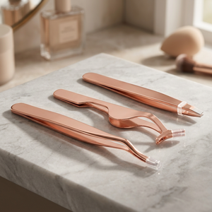Outil pour cils artificiels, applicateur de faux cils, outils pour cils, ciseaux pour faux cils (Rose doré), 3 pièces - Product Image 6