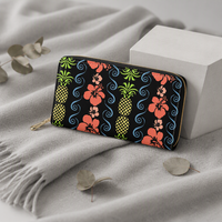 Portefeuille de luxe en cuir PU noir pour femme, avec fermeture éclair RFID, porte-cartes de crédit portable, porte-chéquier, fin et long, à double pli