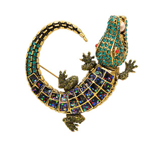 YB-58 Cổ Điển Quần Áo Đồ Trang Sức Hợp Kim Kim Cương Pha Lê Rhinestone Kích Thước Lớn Men Động Vật Cá Sấu Trâm - Product Image 1