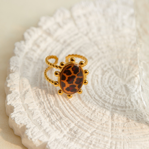 แหวนลายเสือดาว - ดีไซน์โดดเด่น หรูหรา ใช้งานได้หลากหลาย ไม่เสื่อมสภาพ - แหวนชุบทอง 18K สำหรับผู้หญิง - Product Image 3