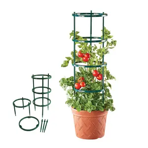 Suporte de planta redondo de plástico para 4 pés, 5 pacotes, gaiolas de escalada de tomate para jardim