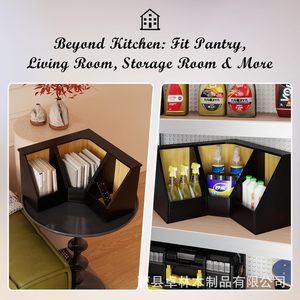 Wooden kitchen <b>vegetable</b> storage box, countertop corner storage rack for eggs, potatoes, and fruits, three-in-one miscellaneous - Product Image 4