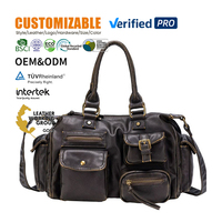 Sac fourre-tout vintage en cuir PU délavé pour femme, sac à bandoulière multi-poches style cargo, sac à main Y2K, sac bandoulière grande capacité, personnalisable