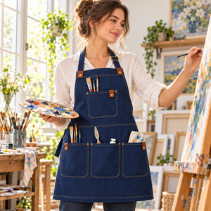 Delantal de Artista Azul Marino Personalizado con Tres Bolsillos Inferiores y Espacio para Guardar Pinceles, para Estudios de Pintura y Manualidades - Product Image 6
