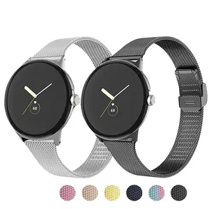 Google Pixel Watch 용 슬림 밀라노 메탈 밴드 럭셔리 스테인레스 Correa Google Pixel 용 갭 팔찌 스틸 시계 스트랩 없음