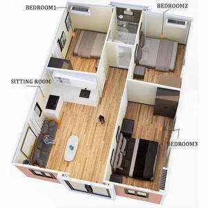 20Ft 40 Flat Container Mobile préfabriqué 3 4 2 Bedroom Villa de luxe avec toilettes pour une petite maison ou un centre commercial - Product Image 6