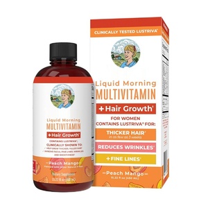 Multivitamínico Líquido Matutino para Mujeres, Crecimiento del Cabello, Reduce las Arrugas y las Líneas Finas, Sabor Melocotón y Mango - Product Image 1