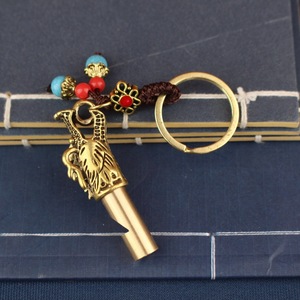 Porte-clés <span class=keywords><strong>sifflet</strong></span> en laiton en forme de dragon Dingtong, pendentif tendance chinois rétro, décoration de porte-clés de voiture pour hommes et femmes - Product Image 1