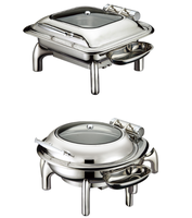 Chauffe-Plats de Luxe en Acier Inoxydable Doré pour Mariage, Réchaud de Chef 6L/9L, Ensemble Buffet
