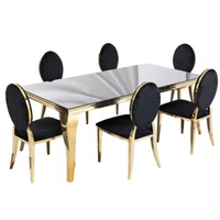 Chaises et tables de luxe modernes pour événements hôteliers, vente en gros, finition dorée, acier inoxydable, pour banquets de mariage