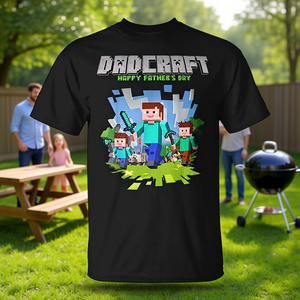 T-shirt Dadcraft a maniche corte girocollo con stampa digitale per adulti, uomo, riunioni di famiglia, feste, regalo con motivi da gamer - Product Image 3