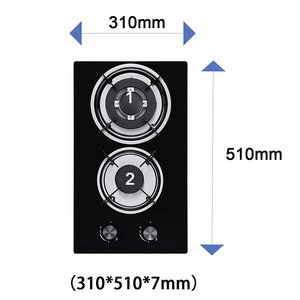 Fornello a Gas a Doppia Fiamma con Accensione Elettronica a Impulsi, Efficienza Energetica, Installazione Incassata, Superficie in Cristallo Nero - Product Image 4