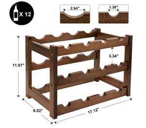 12-chai miễn phí đứng bằng gỗ Giá rượu 3-tầng hiển thị kệ cho nhà bếp hình chữ nhật - Product Image 3
