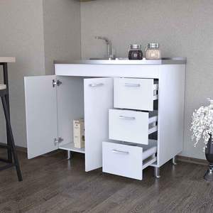 Évier utilitaire Kisco DB en granit et porcelaine composite blanc, cuvette simple en forme de rectangle avec un trou, style cuisine - Product Image 5