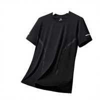 Nouveau T-shirt d'été 2026 pour homme en soie glacée 200g, séchage rapide, respirant, décontracté, col ample, maille unie, impression numérique
